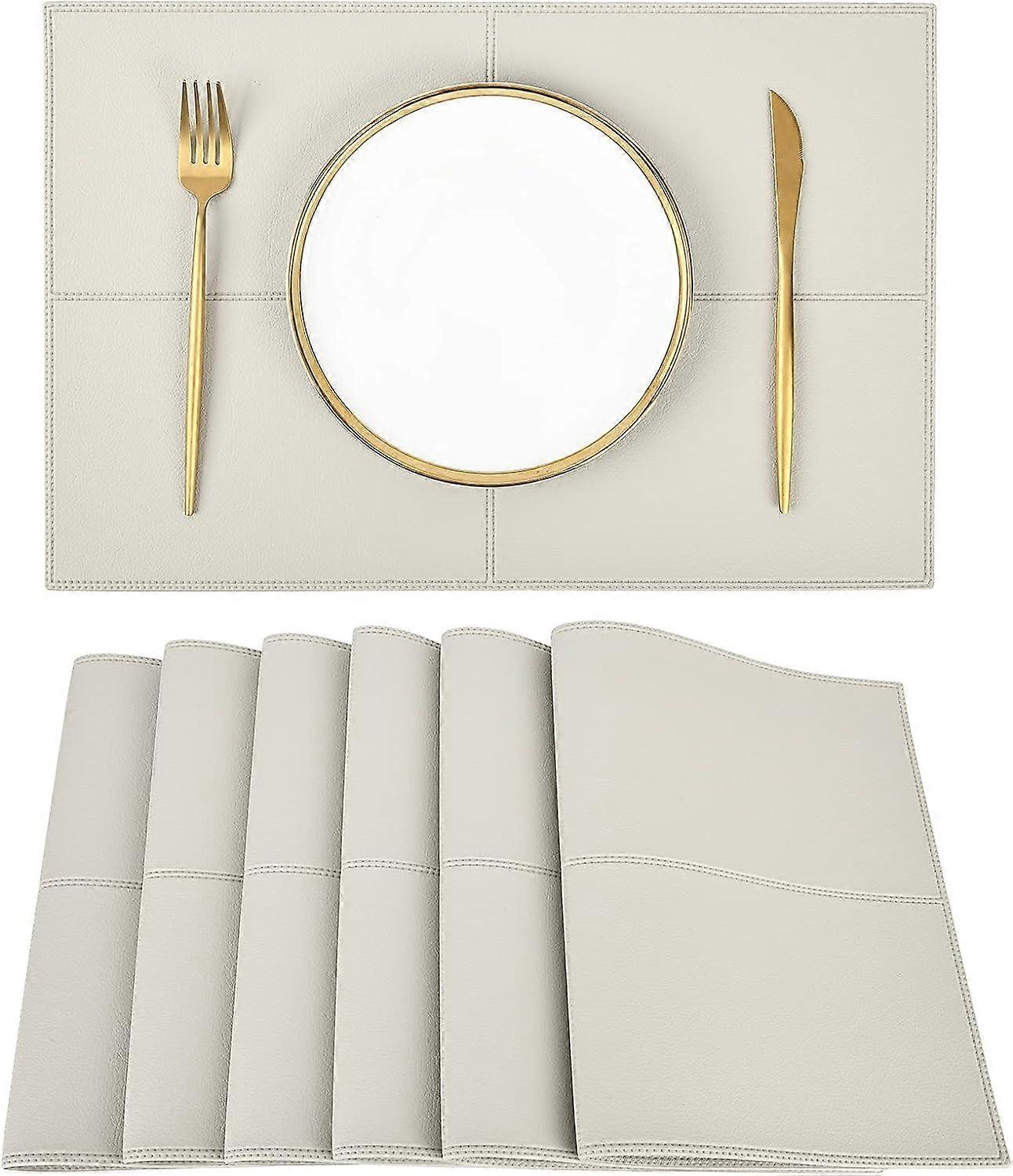 Set de 6 sets de table dcoratifs en similicuir, antidrapants, faciles  nettoyer et lavables pour la table de cuisine, gris