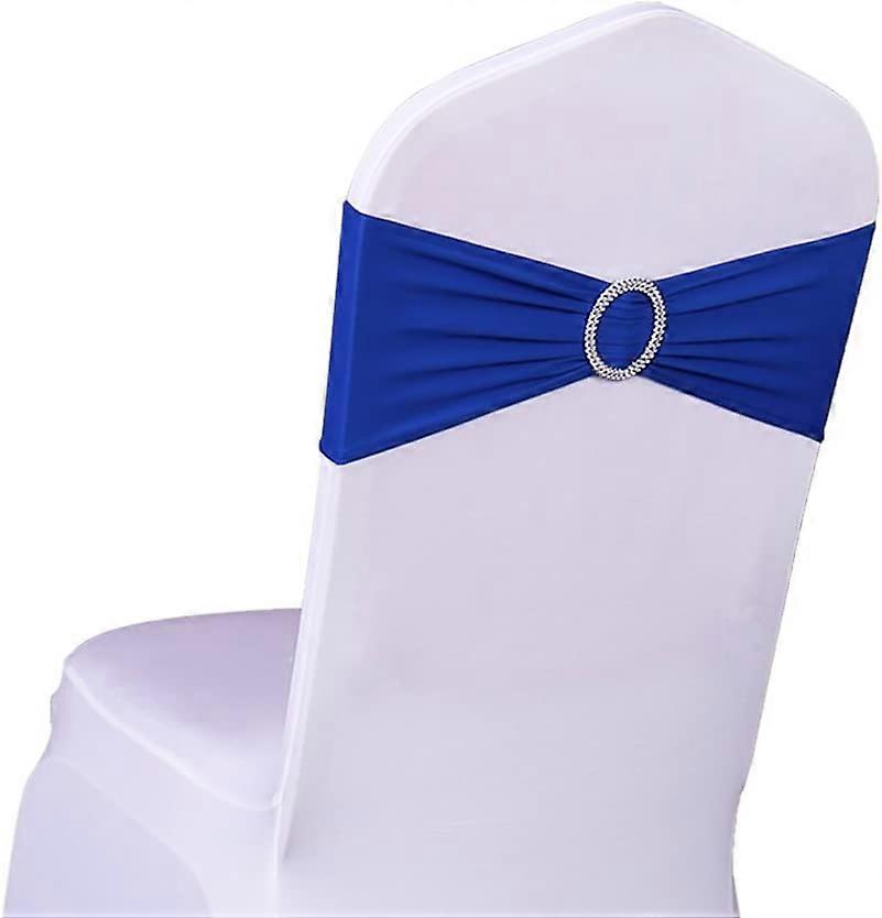 10pcs Elastic Slip-on Chair Headband with Buckle,Navy Blue