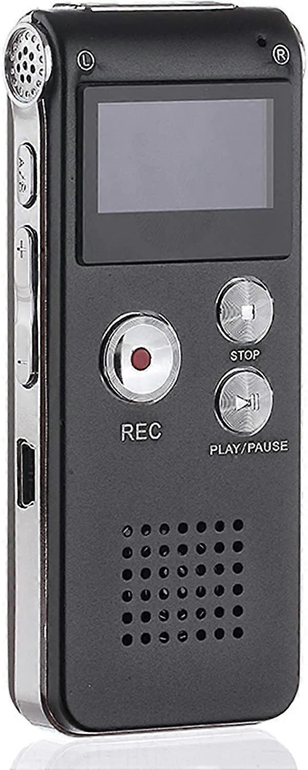8GB MP3 Audio Digital Stemmeoptager med Mikrofon, Sort