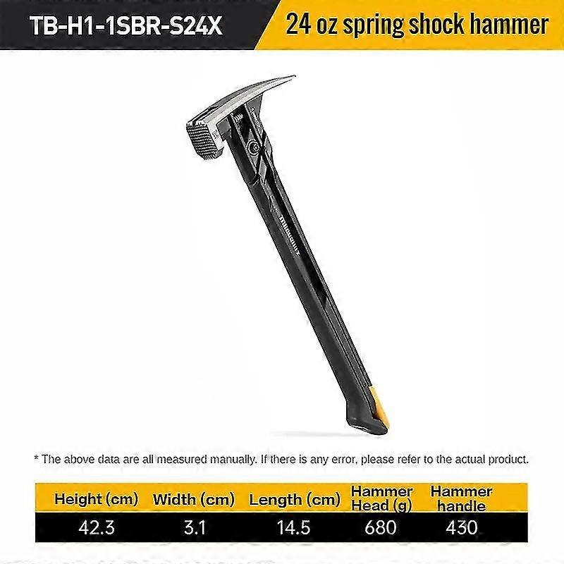 Toughbuilt Spring stødabsorberende sømhammer magnetisk gummi stødabsorberende hammer hardware værktøj Tb-h1-1sbr-s20x 20oz 24oz Yalo