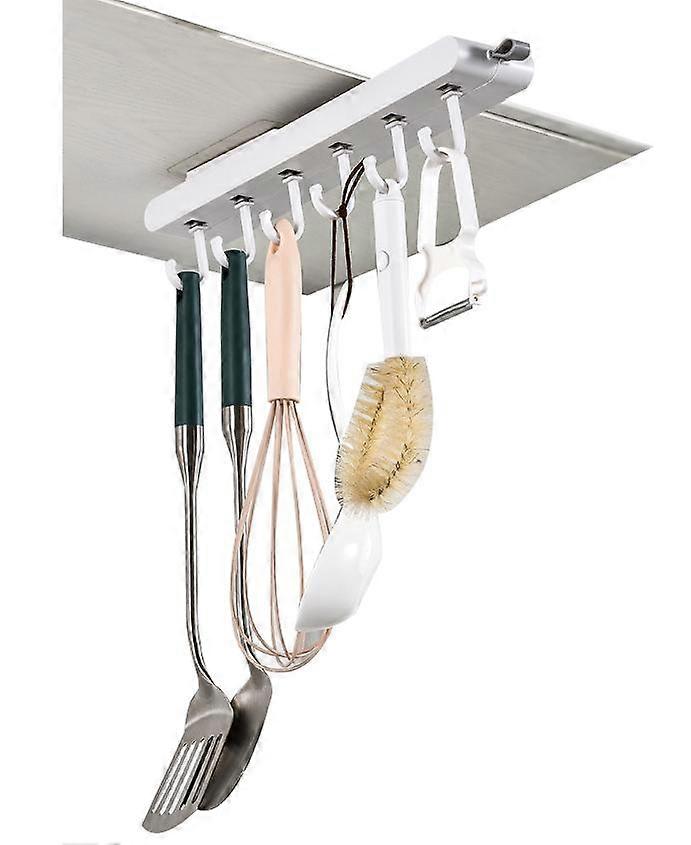 Cup Holder Non-Punching Pull-Out Type 6-hook Kitchen Under Cabinet