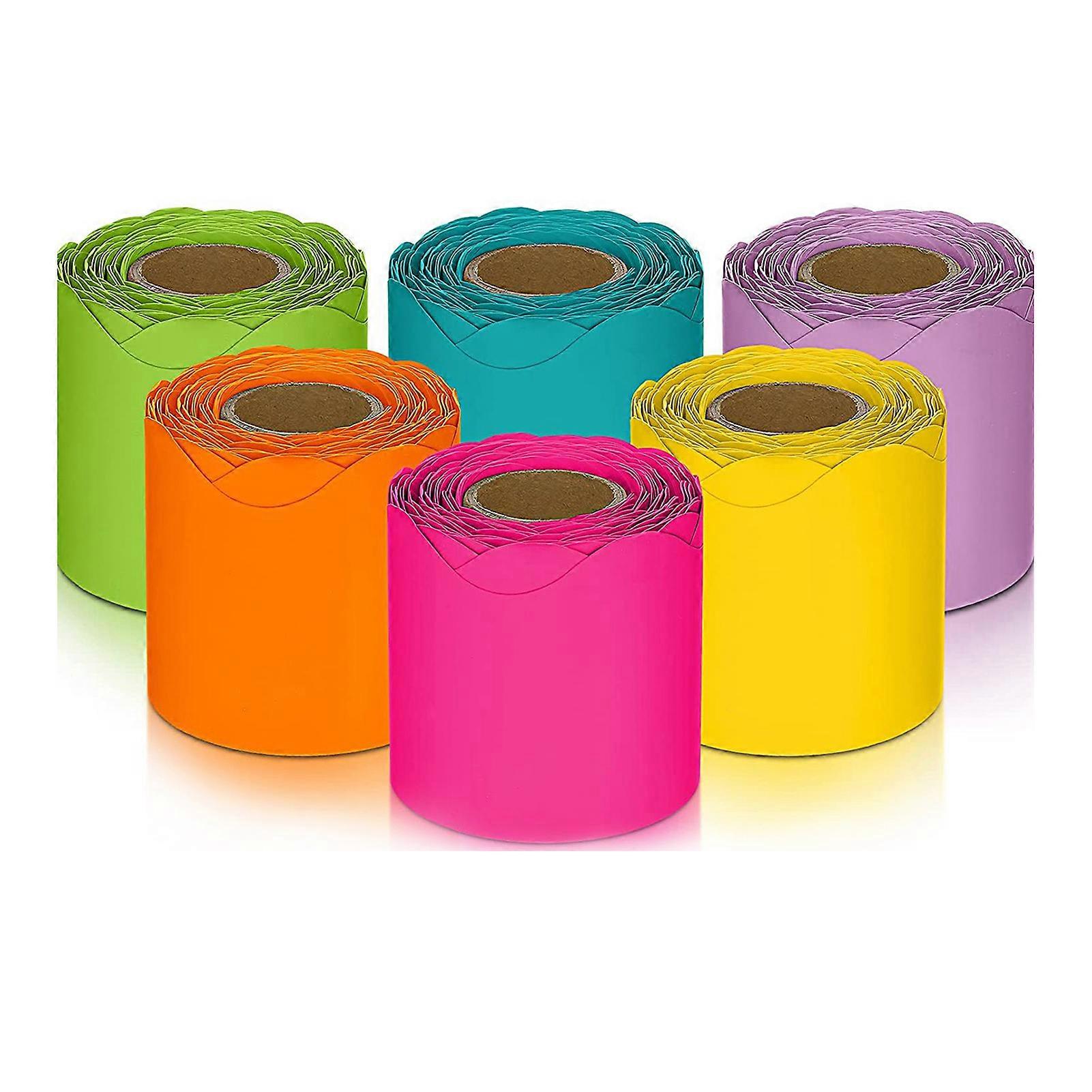 6 Rolls Colorful Classroom Bulletin Board Borders Vibrant Color Widely Used Bulletin Board Trim Decoration Chalkboard Office Decor Jikaixiang