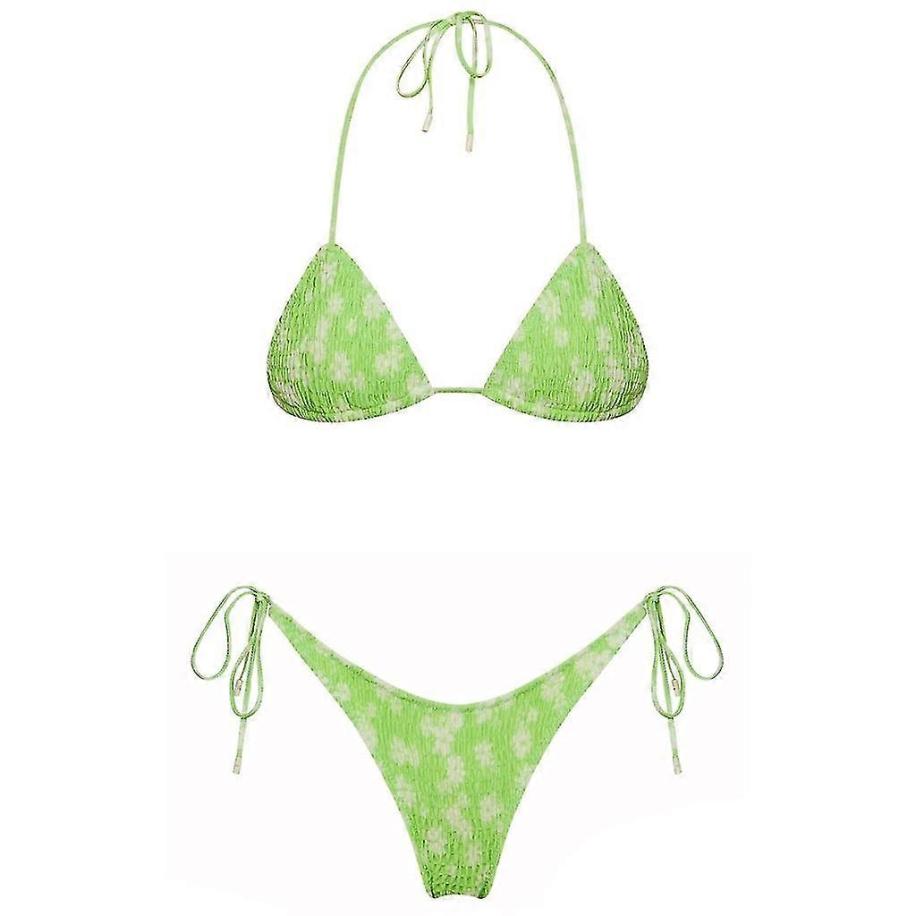 Kvinnors badkläder Högt skurna stringtrosor med knutning Låg midja Bikinis med snörning