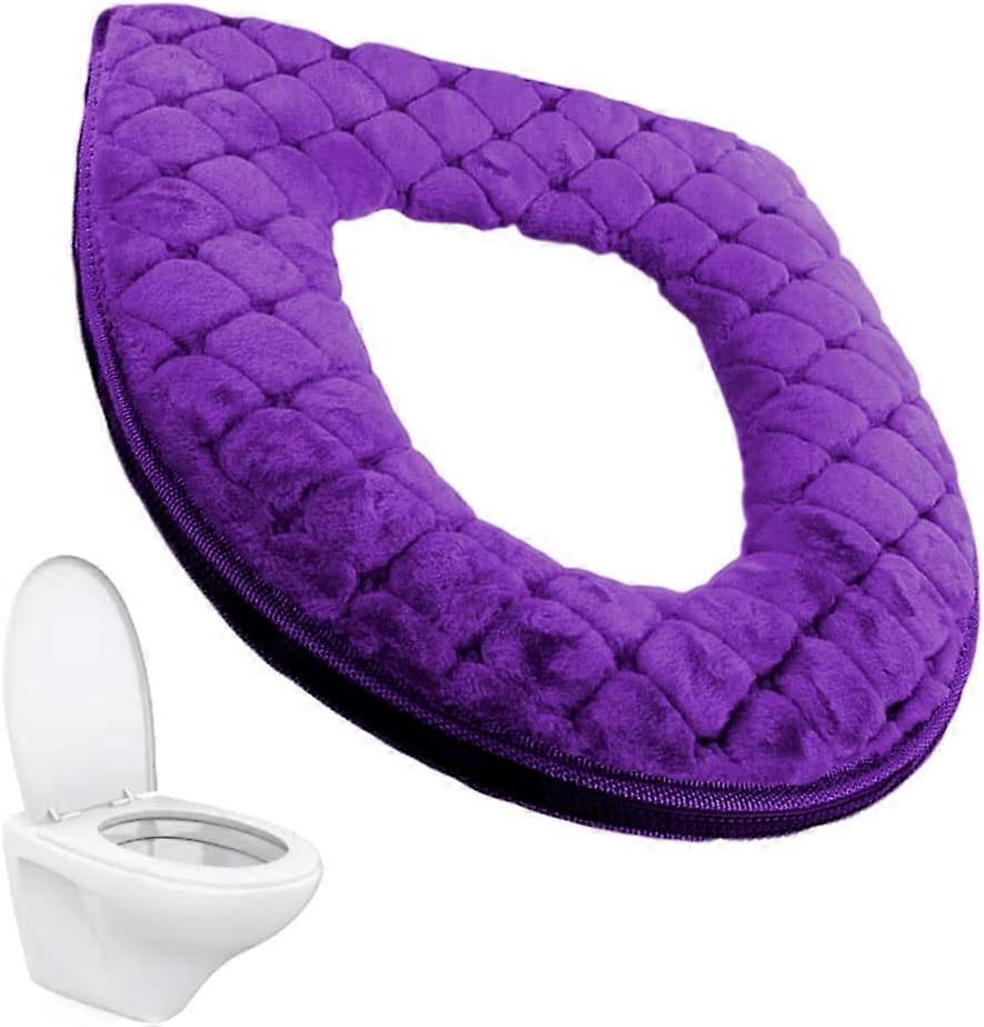 Nya, lämpliga toalettsitsskydd med dragkedja, lyxig tjock varm toalettsitsdyna töjbar tvättbar trasa