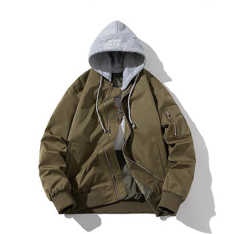 Sonbahar Kış Pilot Ceket Erkekler Kadınlar Katı Bomber Ceket Vintage Moda Rahat Rüzgarlık Ceket Kapüşonlu Çift Parkas Mavi Haki