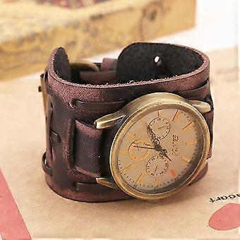 Orologio Da Polso Analogico Al Quarzo Per Uomo - Design Retrò Unisex Con Cinturino Largo In Pelle, Quadrante Rotondo (Ø 5 Cm), Lunghezza Cinturino 29 Cm, Regalo Ideale - 2