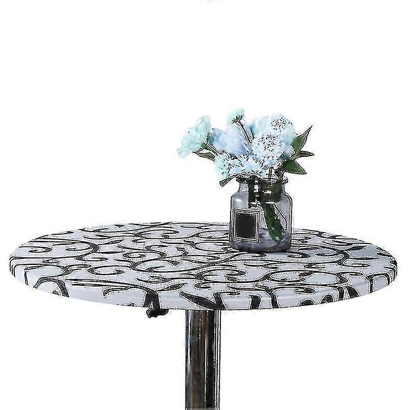 Decorative Modern Round Fitted Tablecloth with Elastic Edged, Leaves Pattern