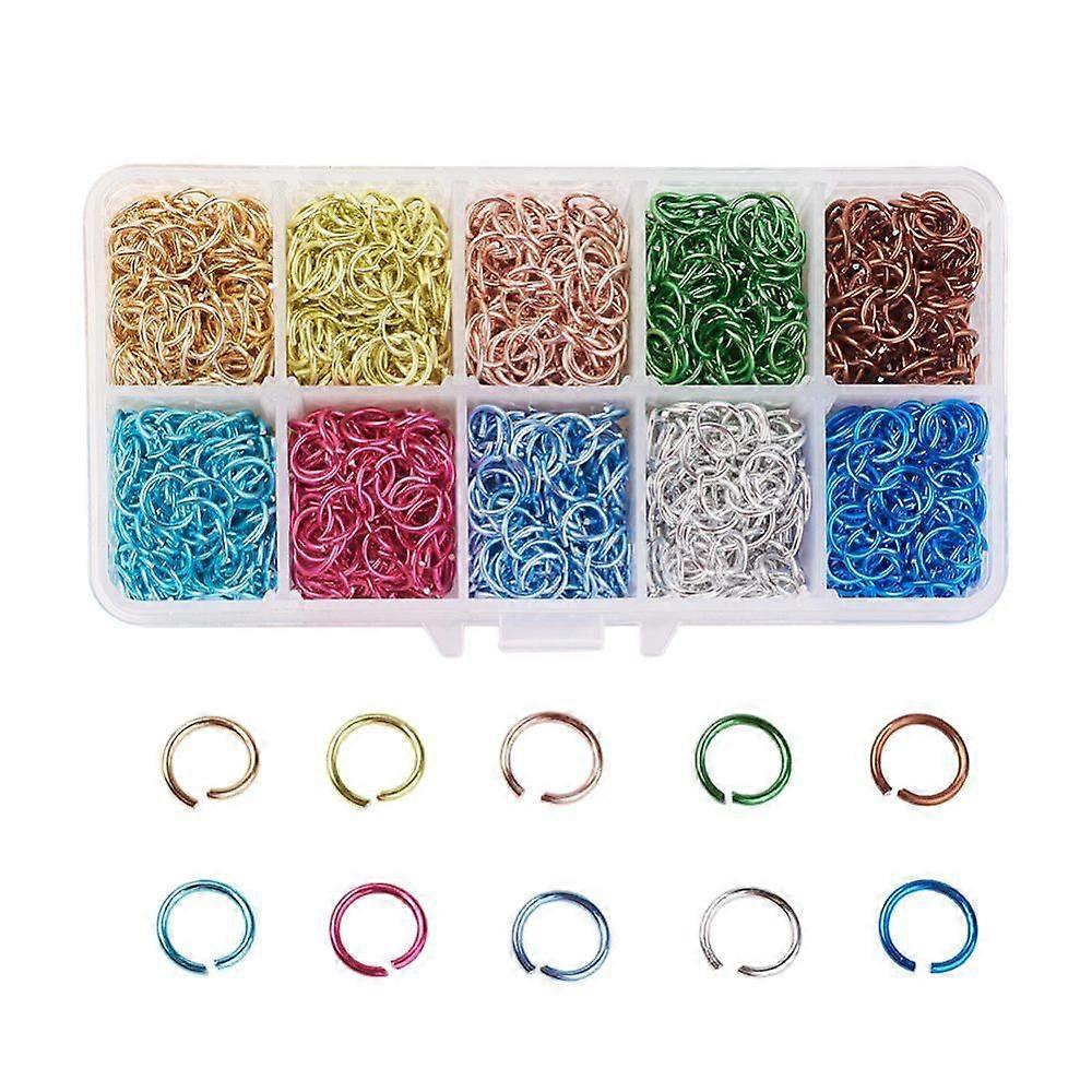 Aluminum Wire Open Jump Rings Mixed Color 18 Gauge 8x1mm about 1780pcs/box