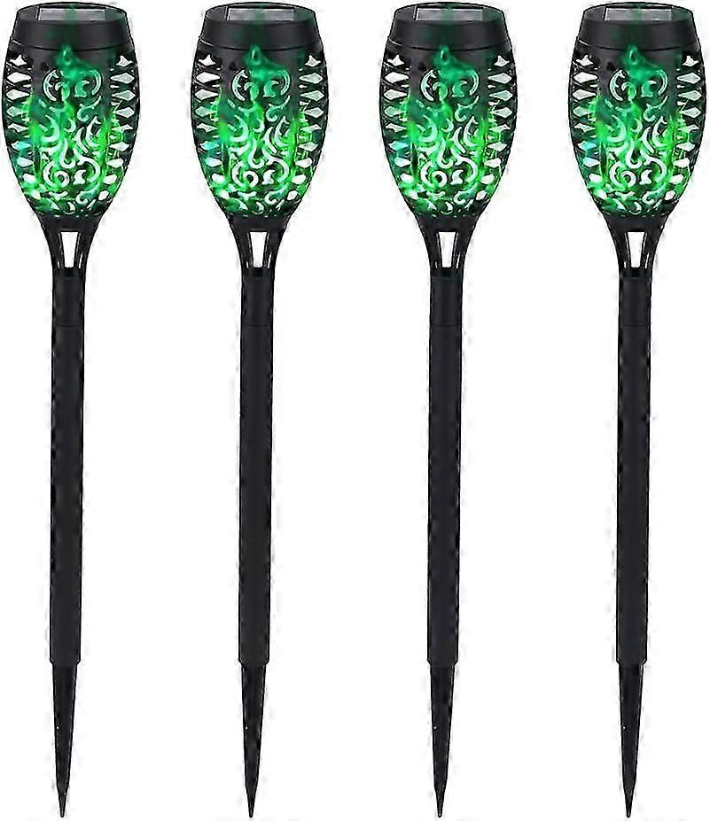 12LED屋外ソーラーフレームライトステークグリーンフリッカーライトIP65防水ソーラートーチ4個