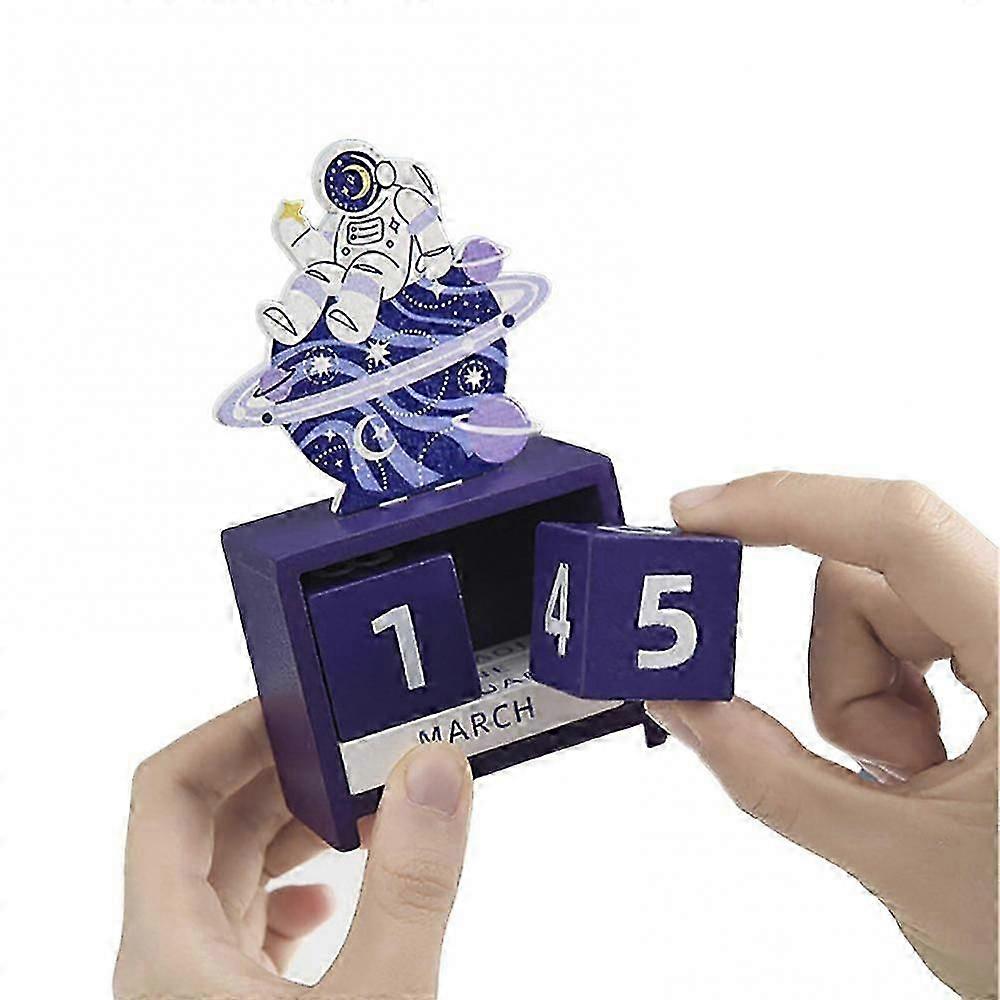 Wooden Perpetual Calendar Countdown Blocks Cute Desktop Decoration for Month and Date