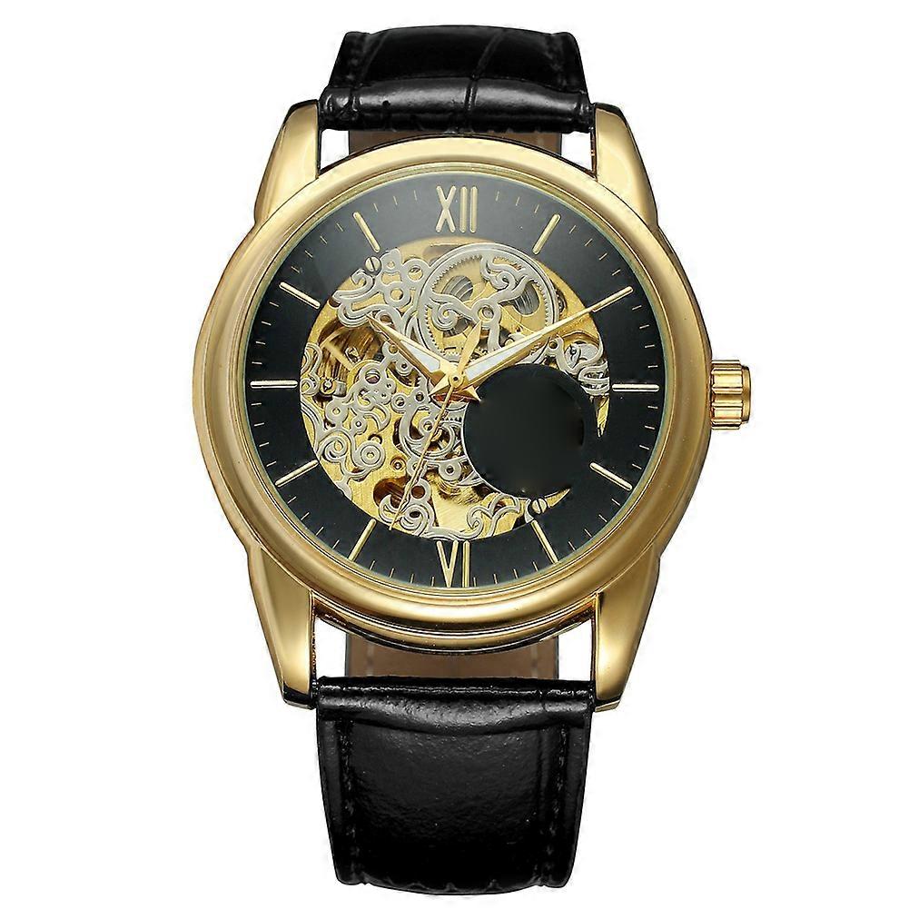 FORSINING Men's Automatic Watch: White Blue Leather Strap with Mechanical Movement and Round Dial