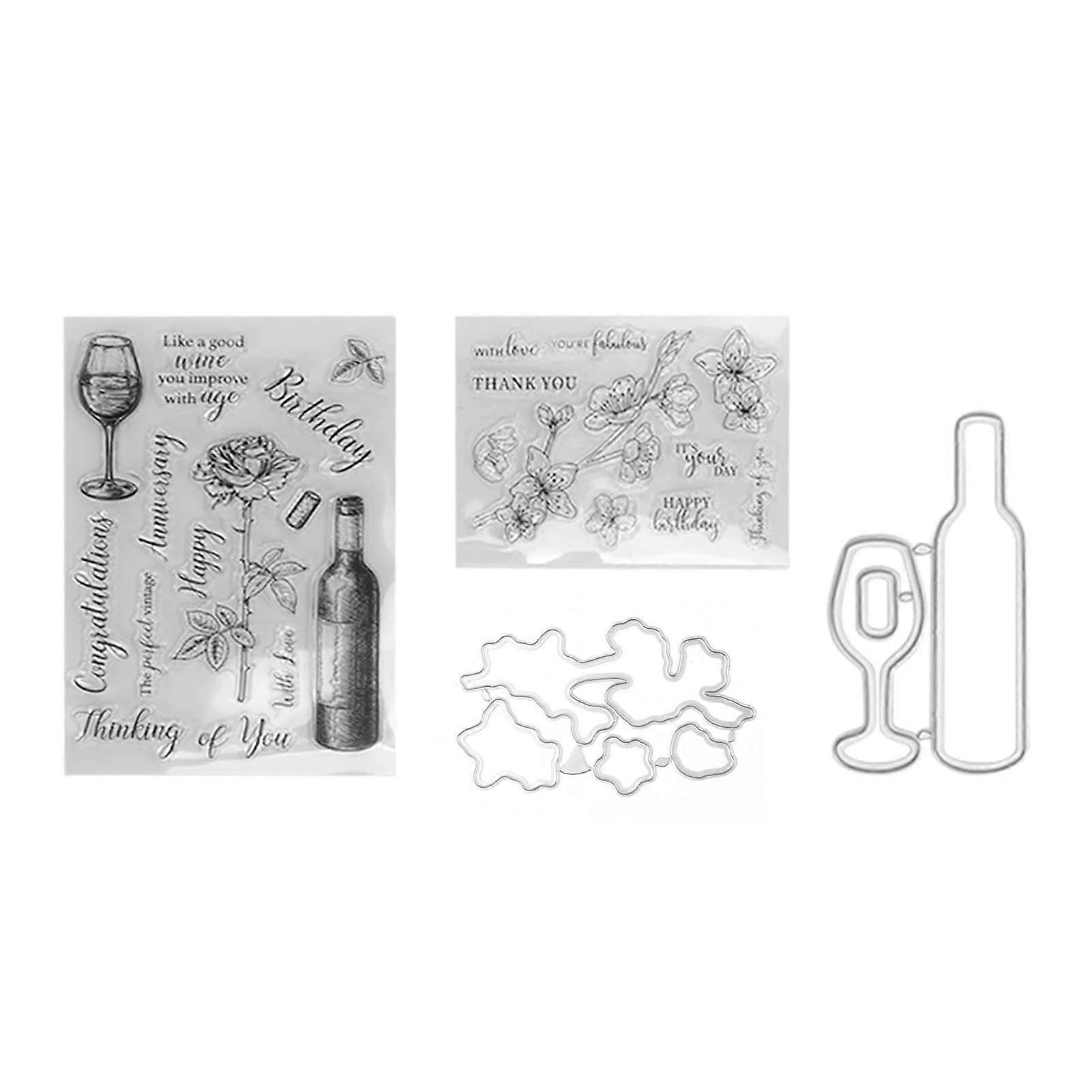 2Sets Clear Stamps Clear Imprint Repeated Sticking Embossing Transparent Stamp for Card Making Decoration