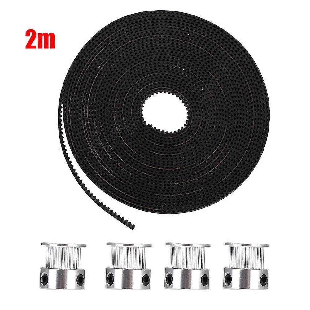GT2 2M Timing Belt + 4pcs 20 Teeth Inner Hole 8mm Synchronous Pulleys for 3D Printer