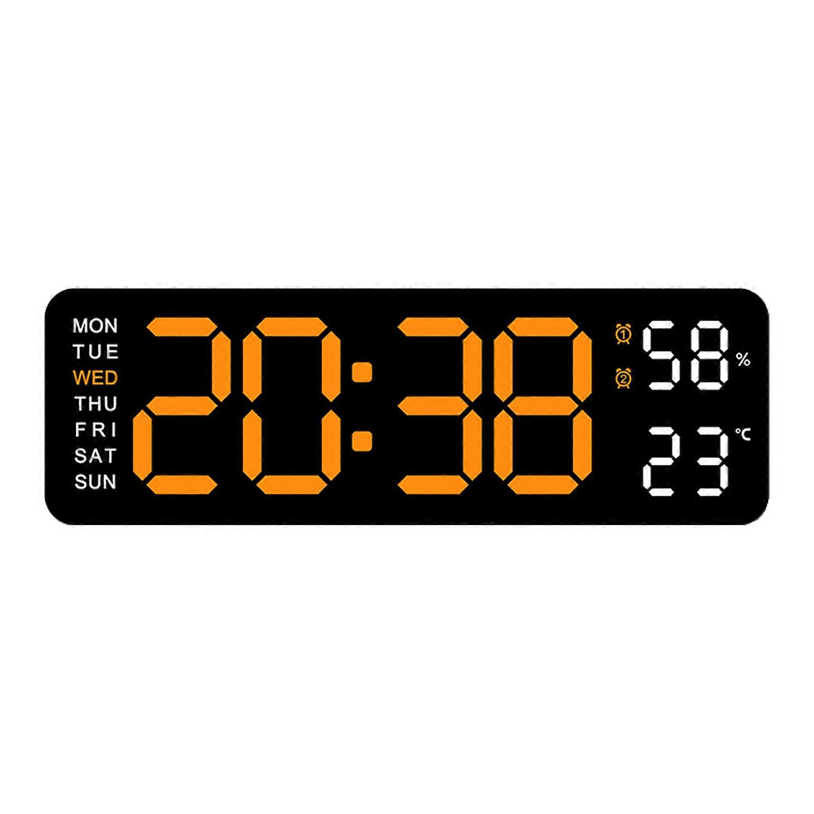 Large Digital Wall Clock 9Inch LED Alarm Clock with Big Screen Calendar and Temperature 3 Level Brightness Display