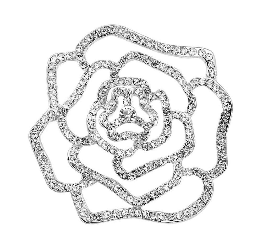 Crystal rhinestone rose brooch, elegant pin