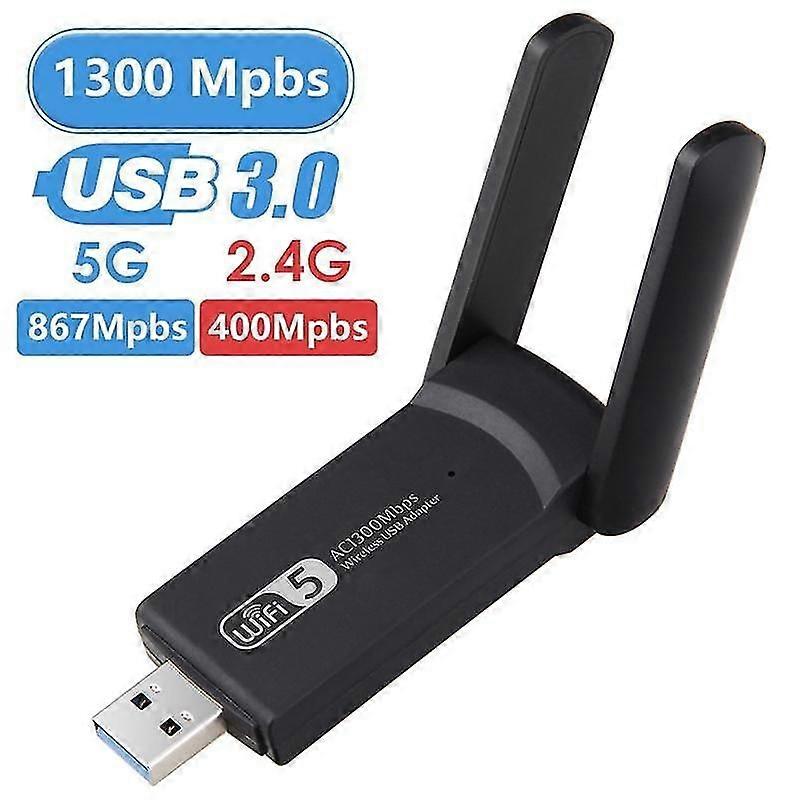 USB Adapter Wi-Fi Receiver 1300Mbps 5.8GHz 2.4GHz Dual Band Receiver Wireless Antenna Network Card