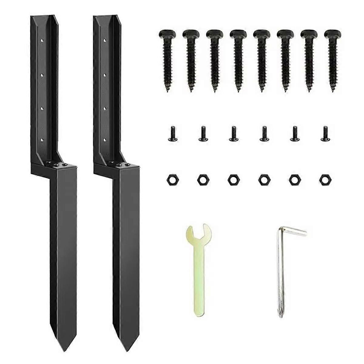 Fence Repair Kit 2X Thickened Metal Fence Support Stakes Solid Ground Spike Quick Fix Post Stabiliz