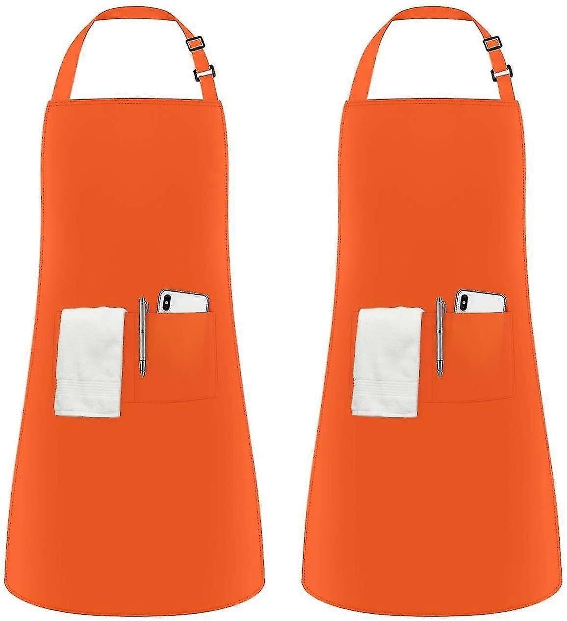 2pcs Adjustable Apron With 2 Pockets Cooking Apron Kitchen Apron
