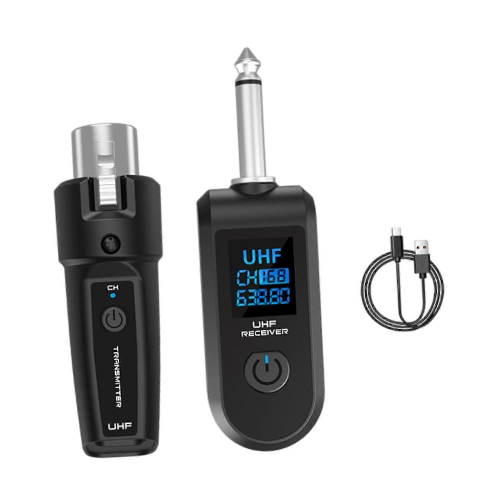 Audio Transmitter Receiver Microphone Wireless System for Guitar Dynamic Mic 1 in 1