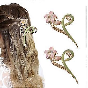 Grampo de Cabelo para Mulheres, 2 Grandes Grampos de Cabelo de Metal Forte Antiderrapante, Garra de Cabelo Brilhante Fofa
