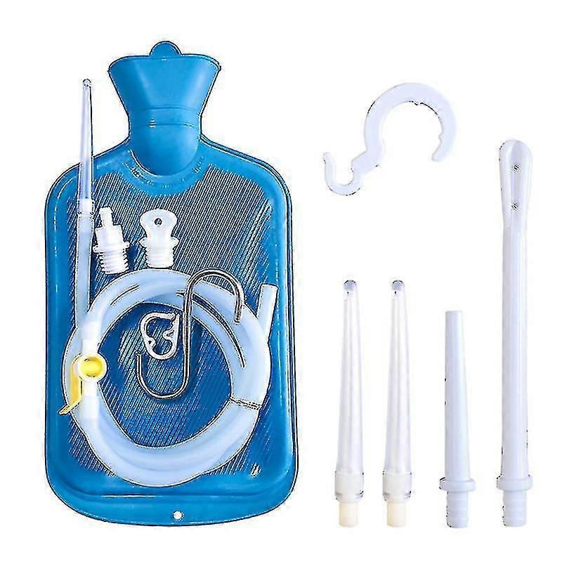 2 L Enema Bag Home Enema Kit with 3 Enema Tips,60 inch Long Silicone Hose, Controlable Water Flow