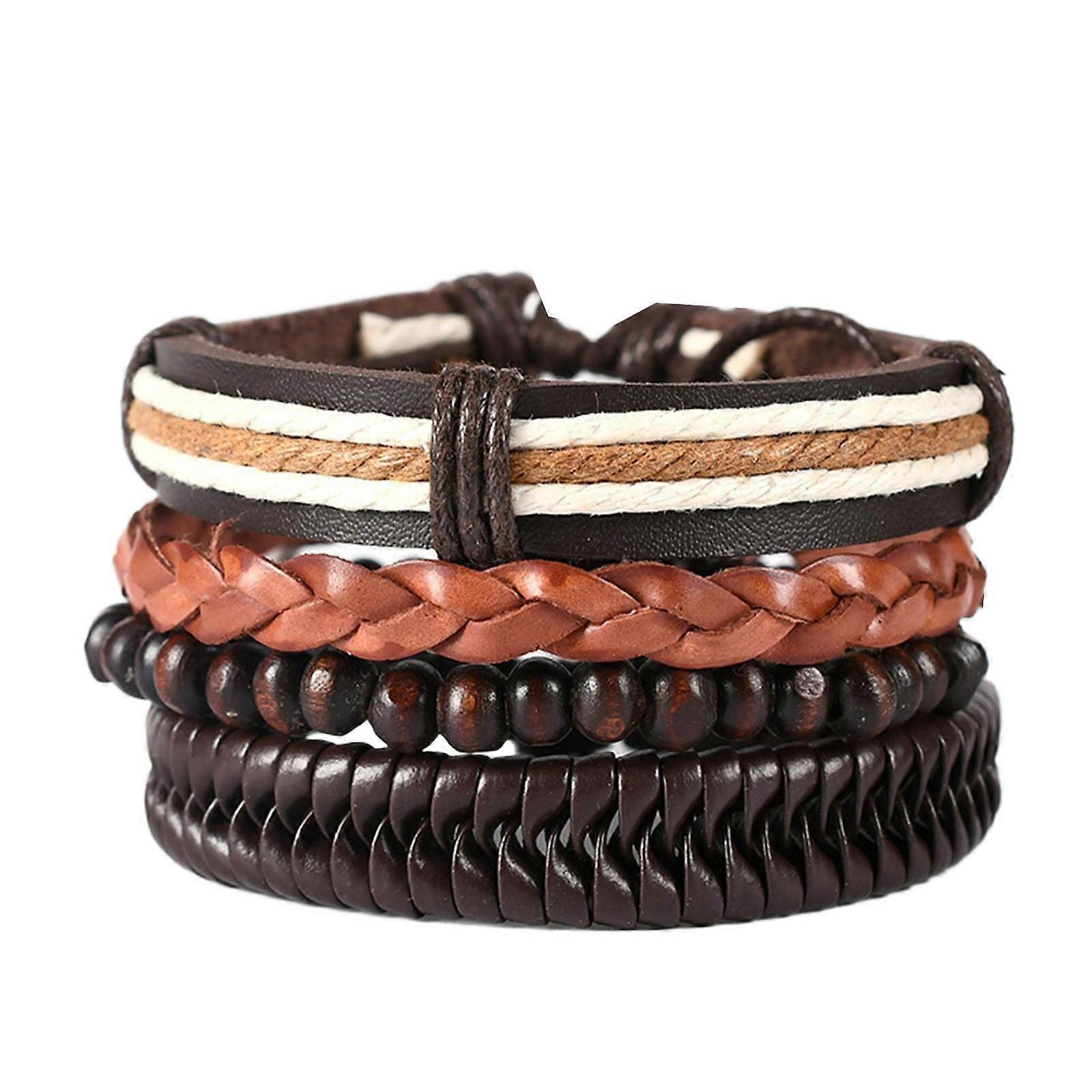 Modern Men's PU Leather Bracelet Elegant Men's Braided PU Leather Wristband Unique Bracelet Perfect for Gifting