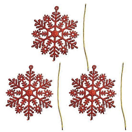 3Pcs Christmas Snowflake Ornaments Sparkling Glitter with Hanging Rope Create Atmosphere Festive Tree Decorations for Home Office