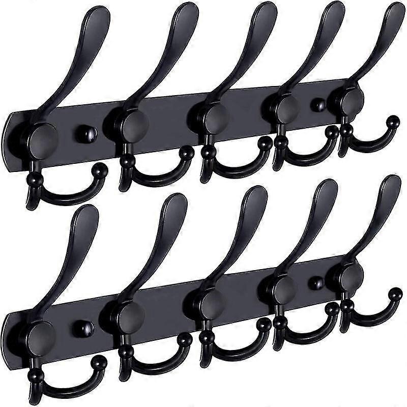 Wall Mounted Coat Hooks, Coat Hat Rack, Stainless Steel Hooks for Wall (Black 2pcs)