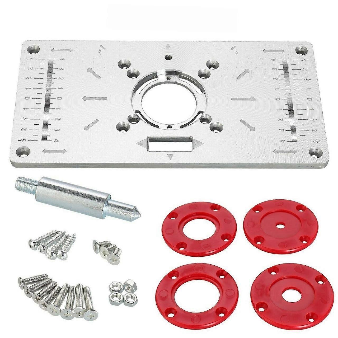 Router Table Insert Plate Metal Router Template with 4-Piece Ring Tool Flip Plate for Woodworking