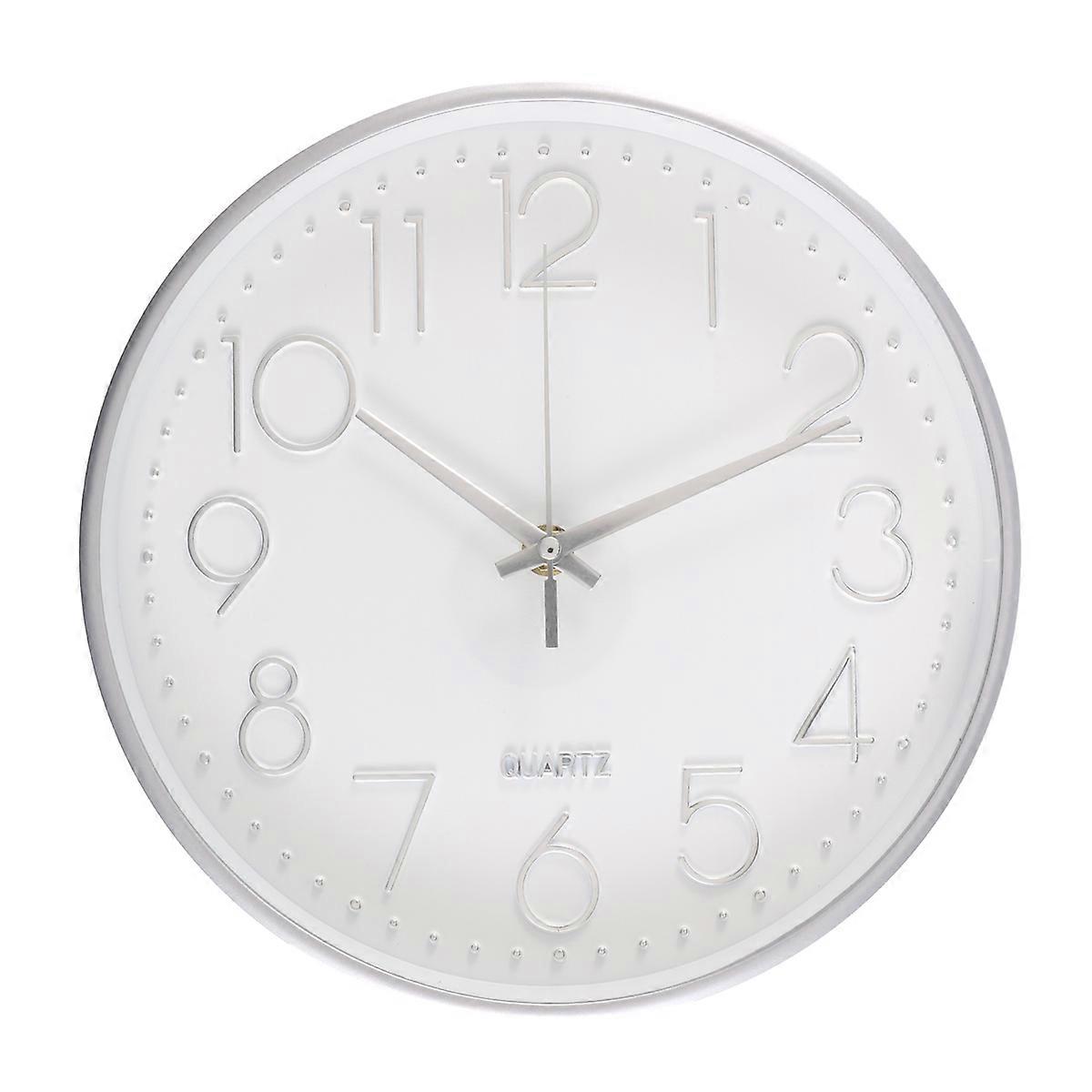 Modern Silent Wall Clock for Home Office Kitchen (25cm, Silver)