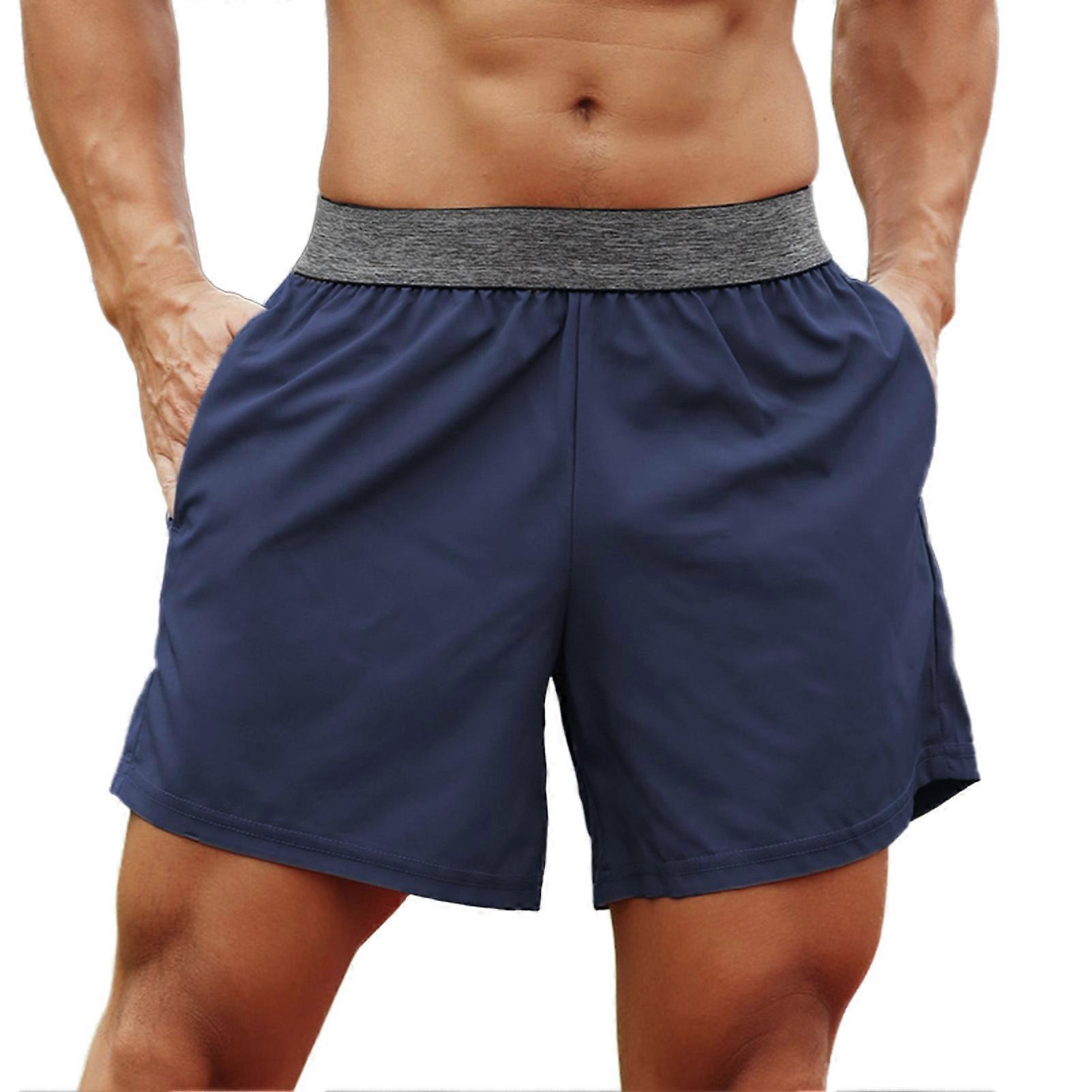 Men Sport Elastic Waist Pocket Towel Loop Running Basketball Gym Athletic Loose Fit Quick-dry Casusal Shorts