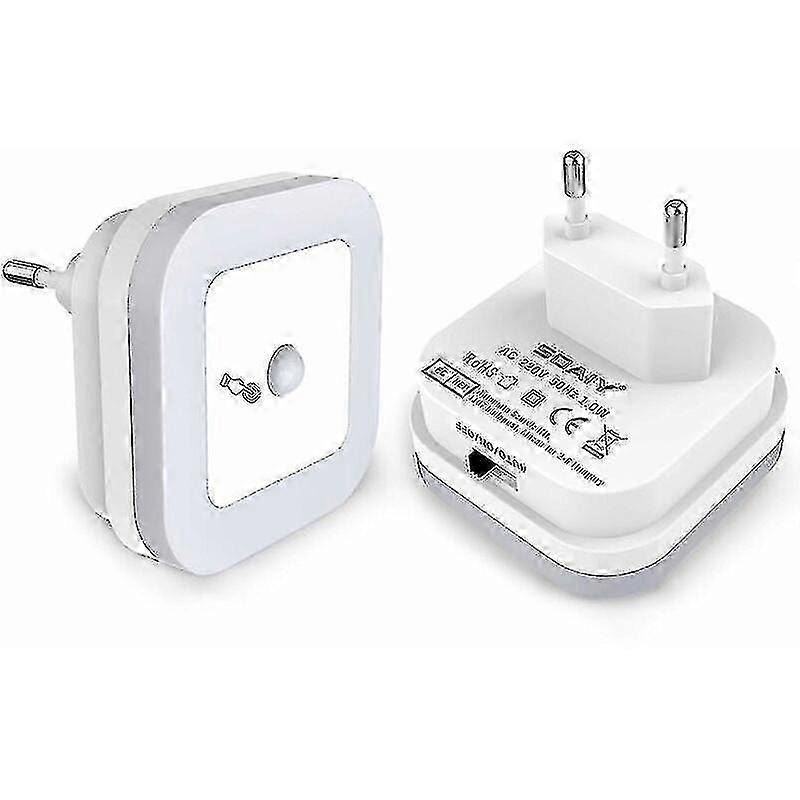 Dimmable Led Night Light with Motion Sensor Set of 2 Nightlight Sockets Continuously Adjustable Brightness 3 Modes (Auto/On/Off) Orientation Light Nur