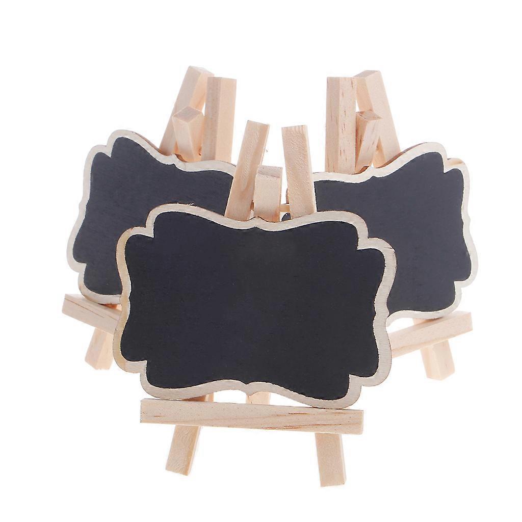 3Pcs Mini tableau noir en bois Stand pour table de fête de mariage Décor Tags Fluorescence Jaune