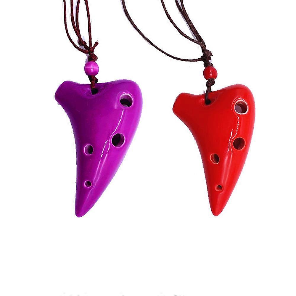 2Pcs 6 Hole Ceramic Mini Ocarina with lanyard，Beginner learning, Christmas gift