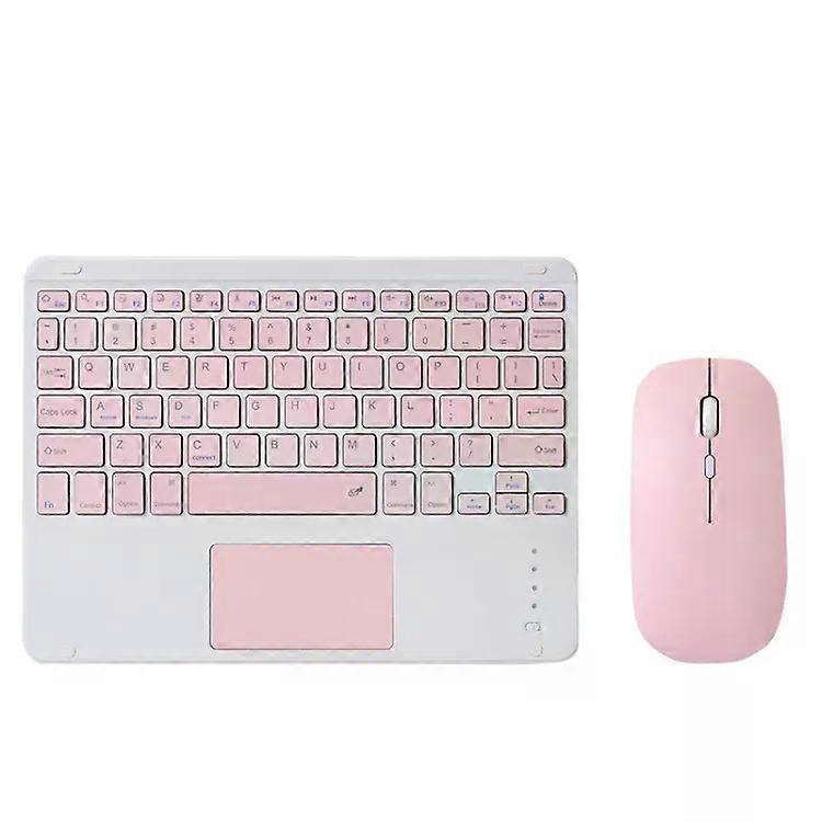 Portable Tablet Keyboard with Touchpad & Mouse Set for iPad-(Pink)
