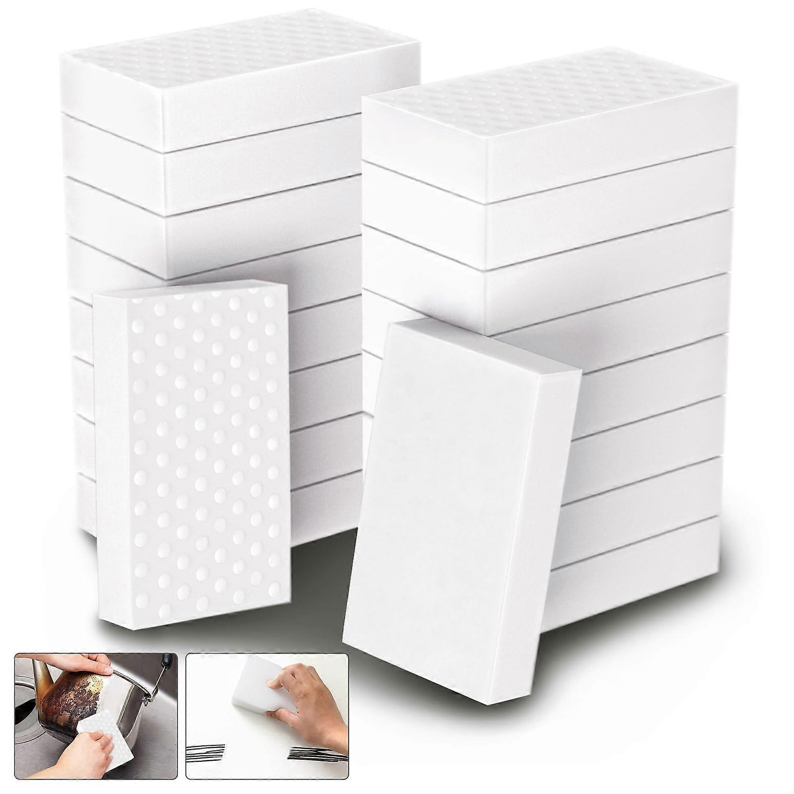 Magic Sponge Eraser 50 Pack 2X Density Extra Thick Melamine Foam Cleaning Pads Multi-Purpose Bathroom Floor Kitchen