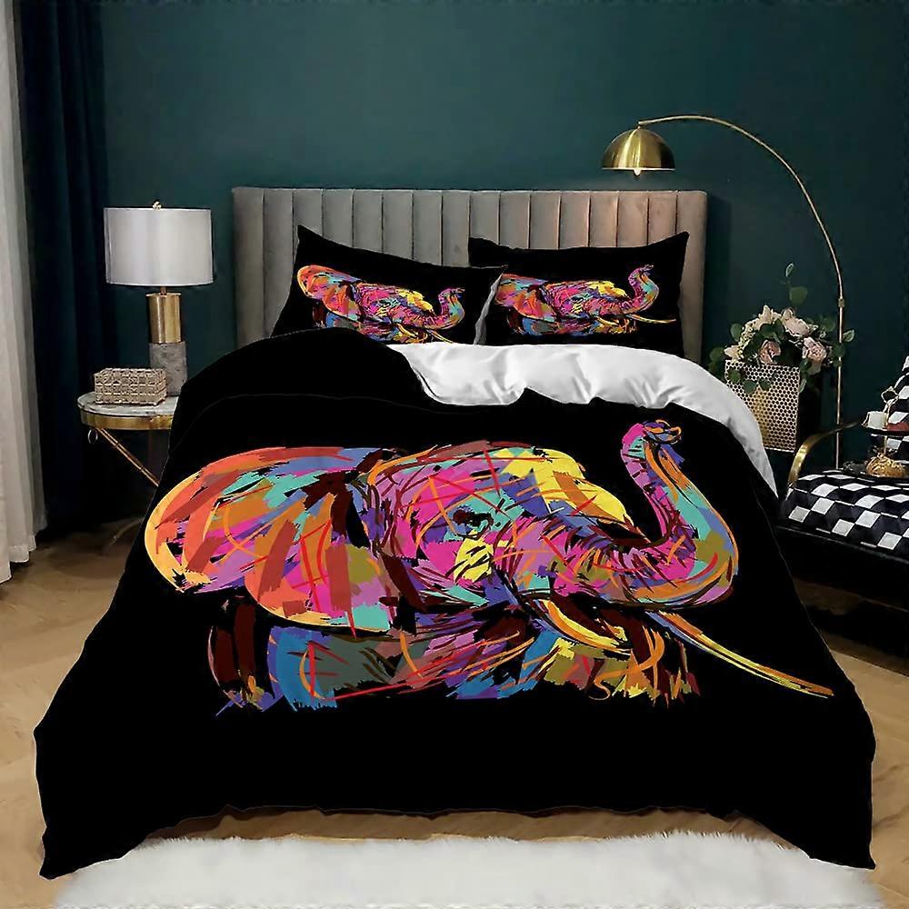 Elephant Duvet Cover Set Twin Size, Kids Bedding Set with Pattern Printed Comforter, 1 Quilt Cover and 2 Pillowcases, 3 Piece