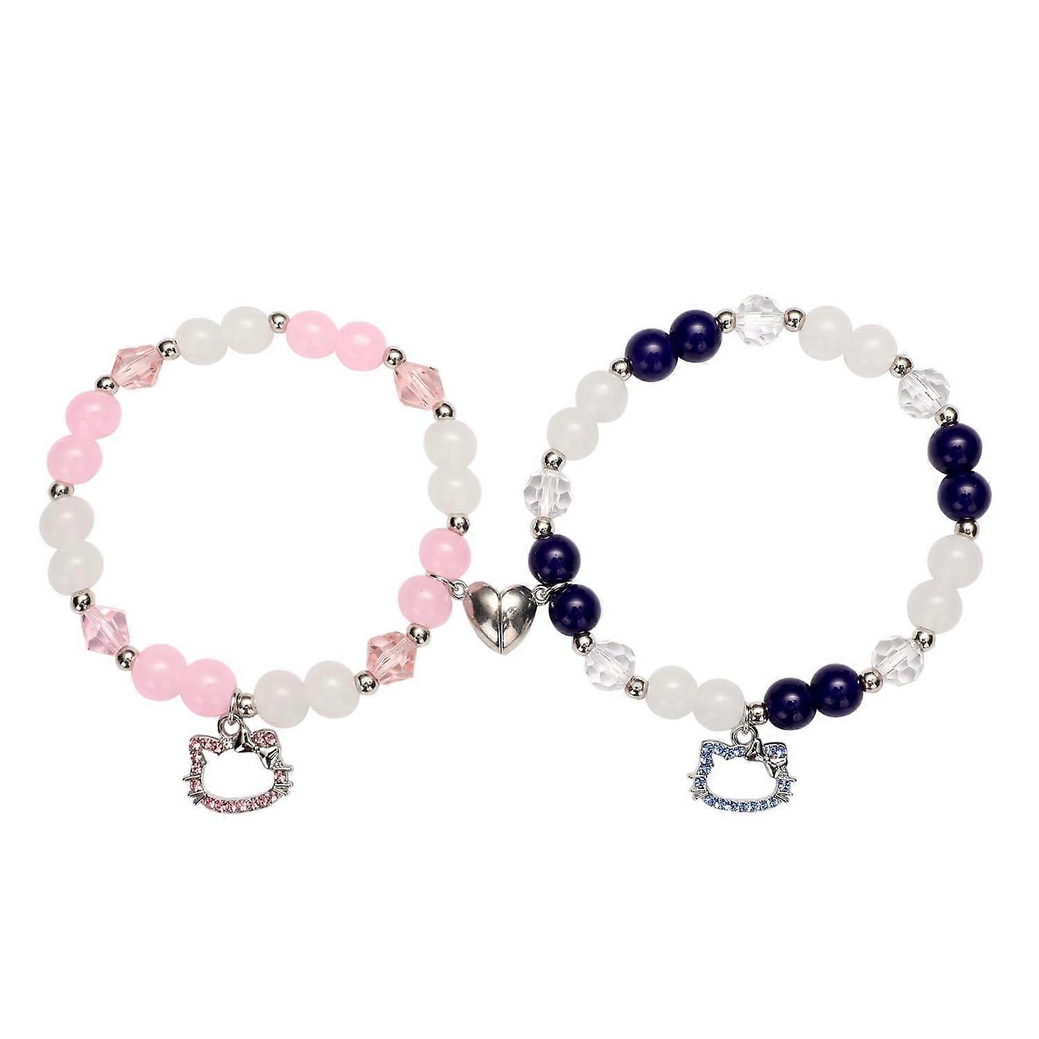 Matching Bracelets for Couples Y2K Kawaii Style Adjustable Friendship Bracelets for Boyfriend and Girlfriend Sets