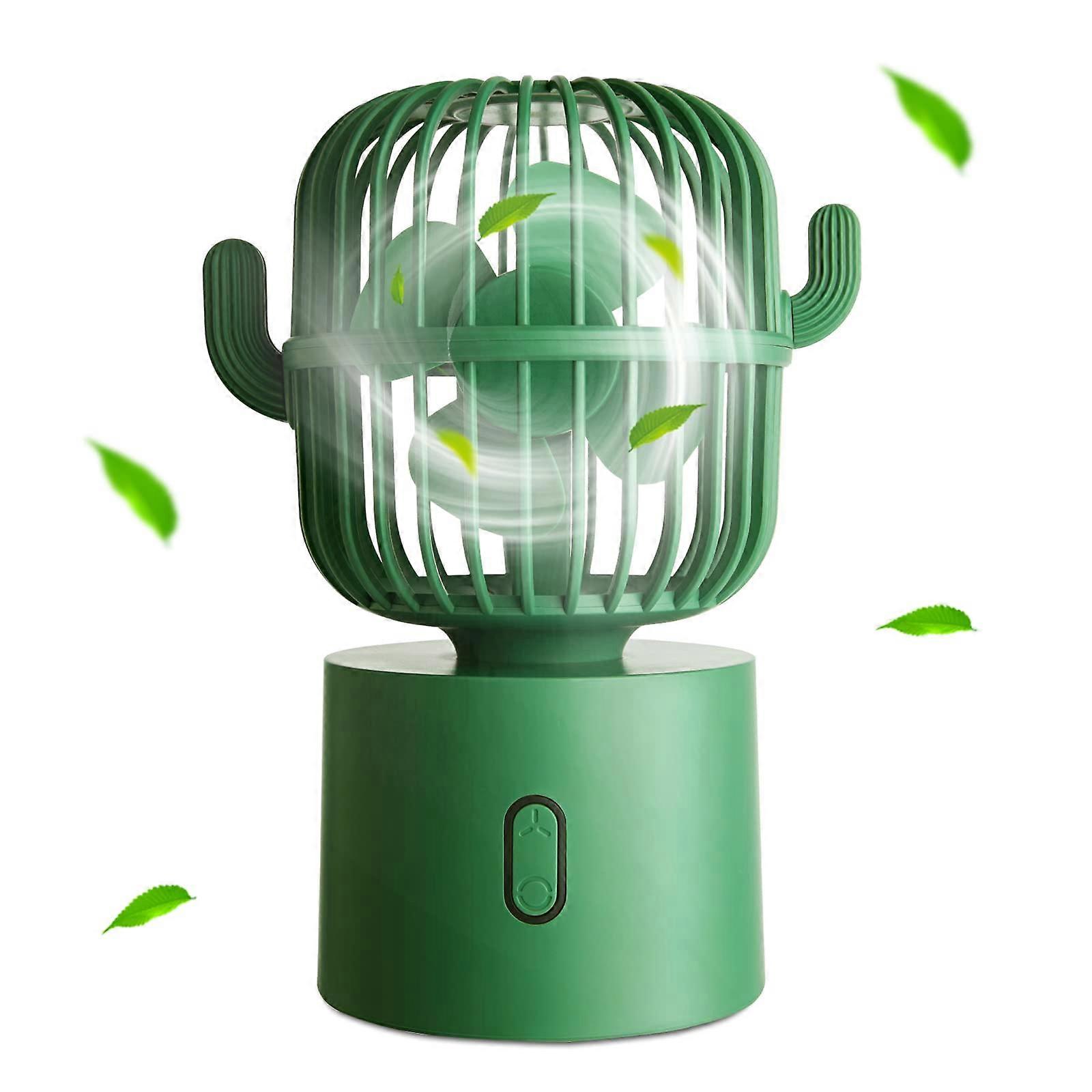 Cactus Fan, Cute Table Fan Small Mini Office Table Fan Silent, 80 Degree Return Usb