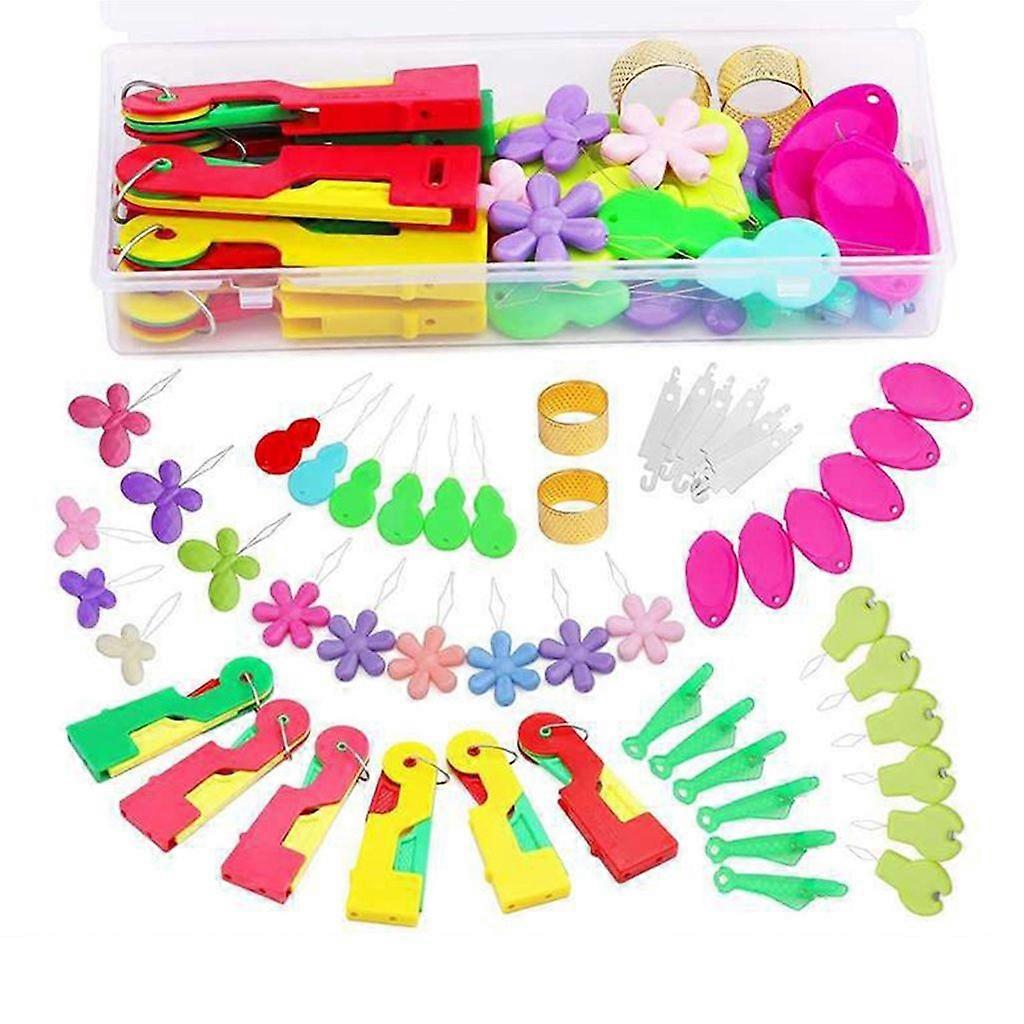 48PCS Plastic Needle Threader with Thimbles Stainless Steel Hook Threaders