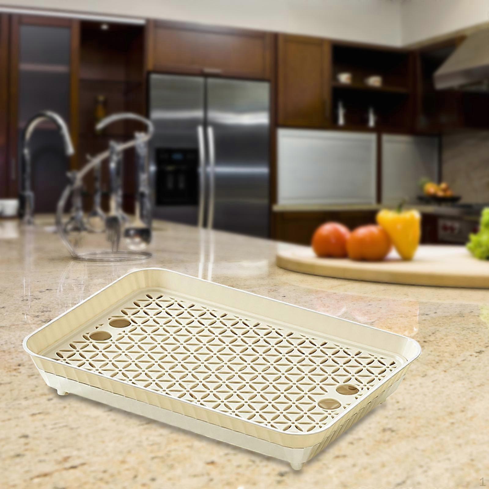 Dish Drain Tray Fruit Drainage Plate Lightweight Large Utensil Board, Kitchen Organizer Tea