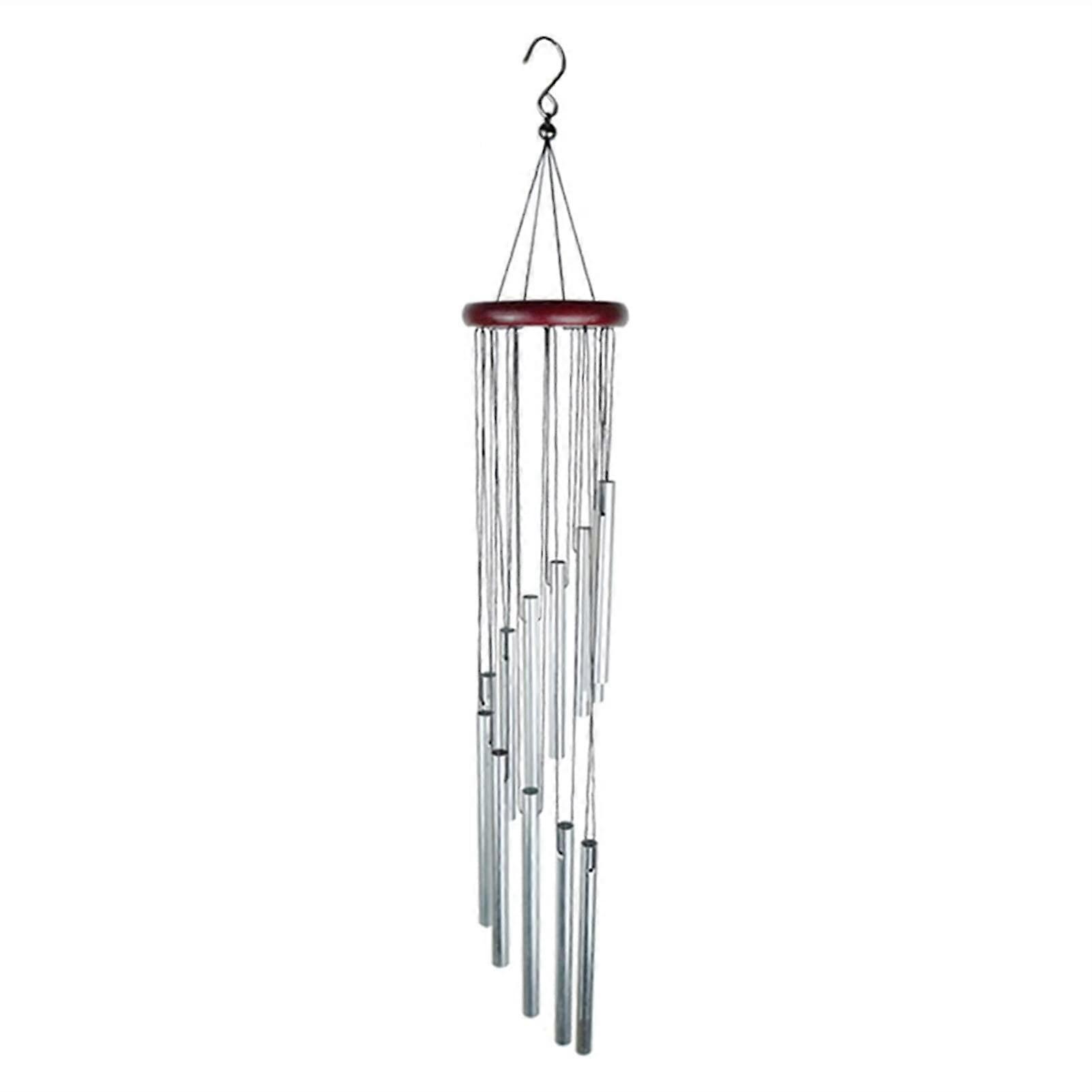 Wind Chime Solid Wood With Rotating Metal Tubes, Home Hanging Decor, Arc Hook, Craft Gift