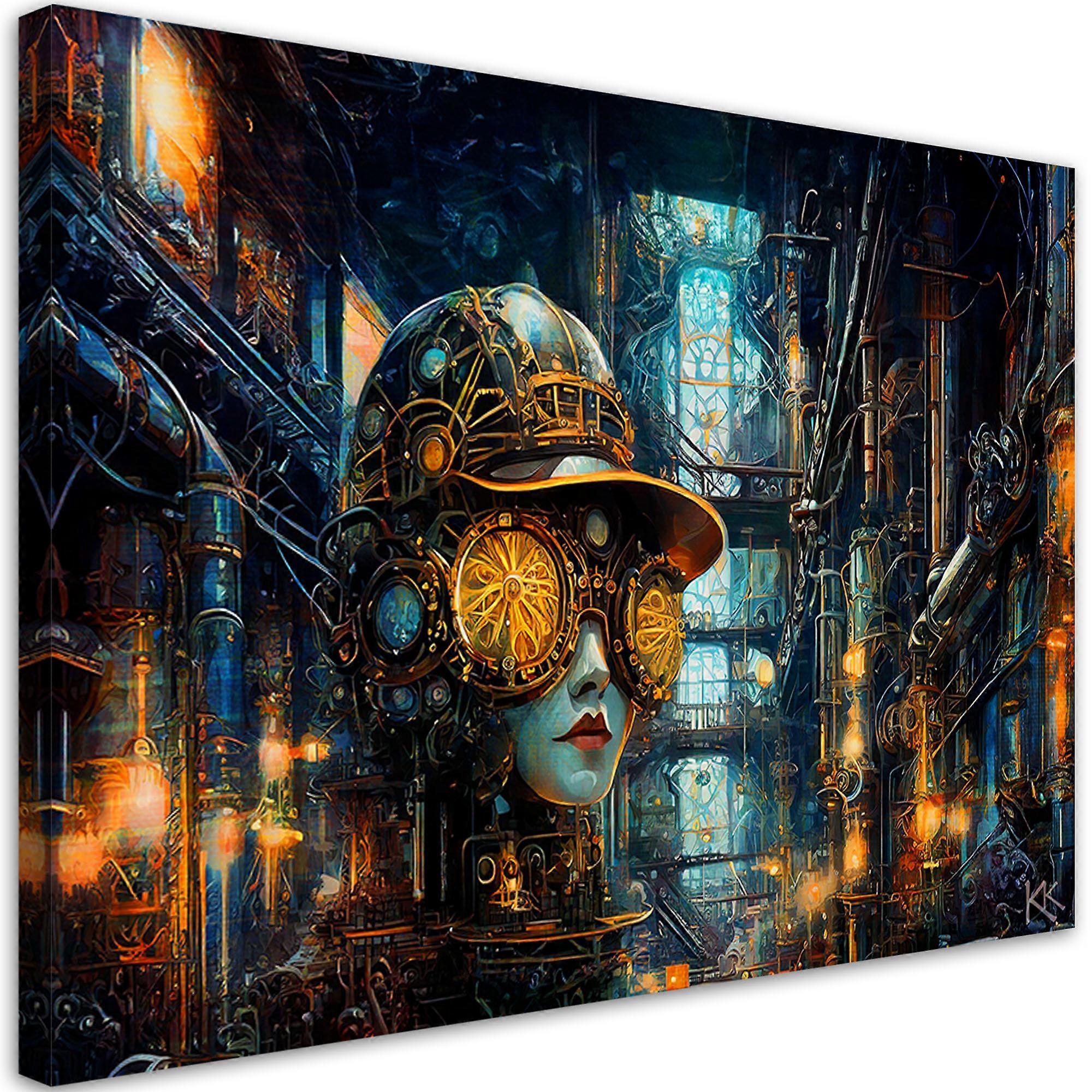 Fotobehang, Vrouw Abstract Steampunk - 100x70