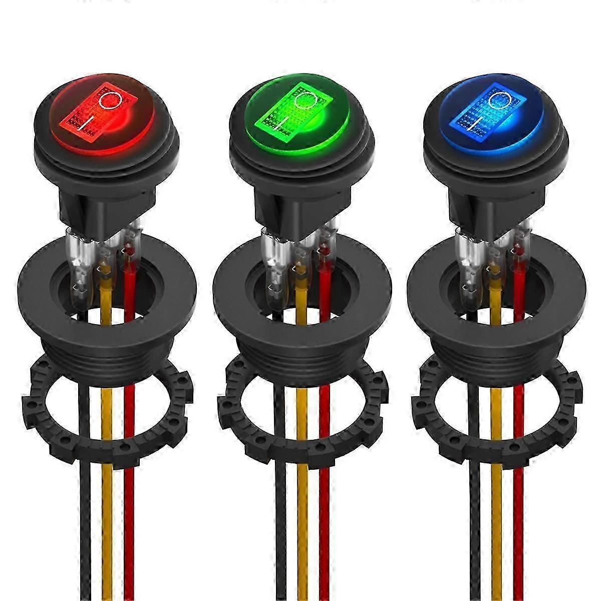 Round Rocker Switch 12V 20A UL Listed Waterproof Marine Round Toggle Switch LED Lighted on Off Swit