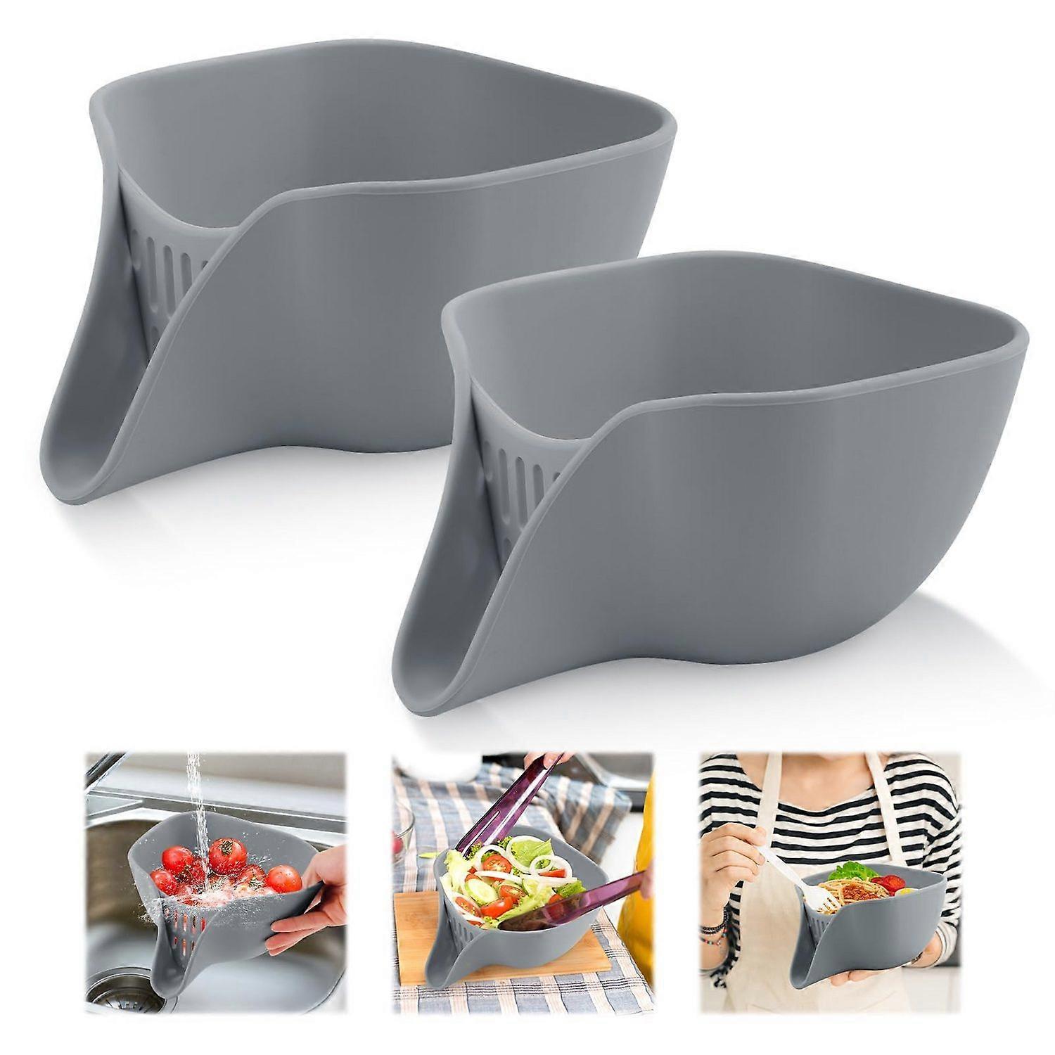 2 pieces Multifunctional draining basket With spout, dishwasher safe, durable and practical design.