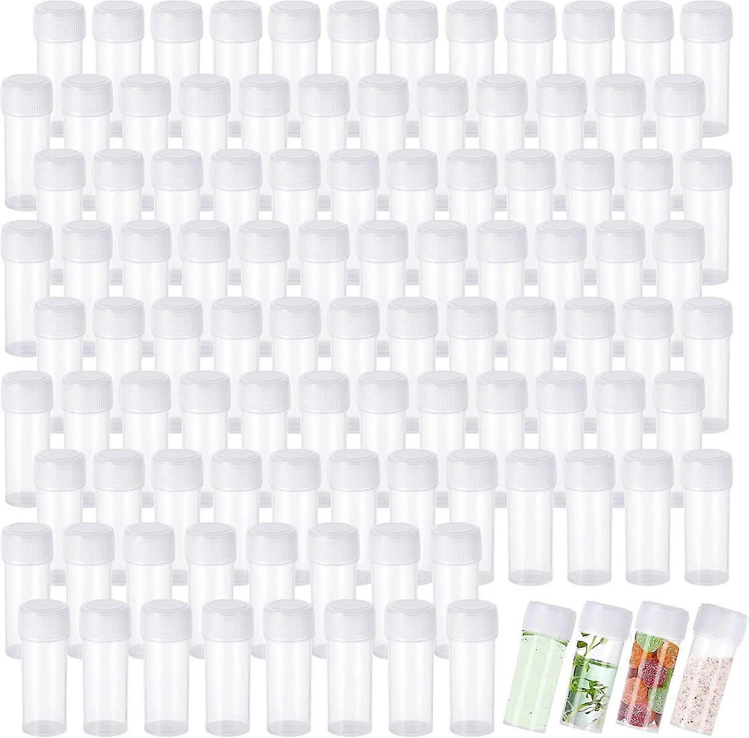 100 Pieces 5ml Plastic Sample Bottles Small Vial Storage Test Tube Storage Translucent Perfume Sample Bottles Container With Lids For Liquid Powder