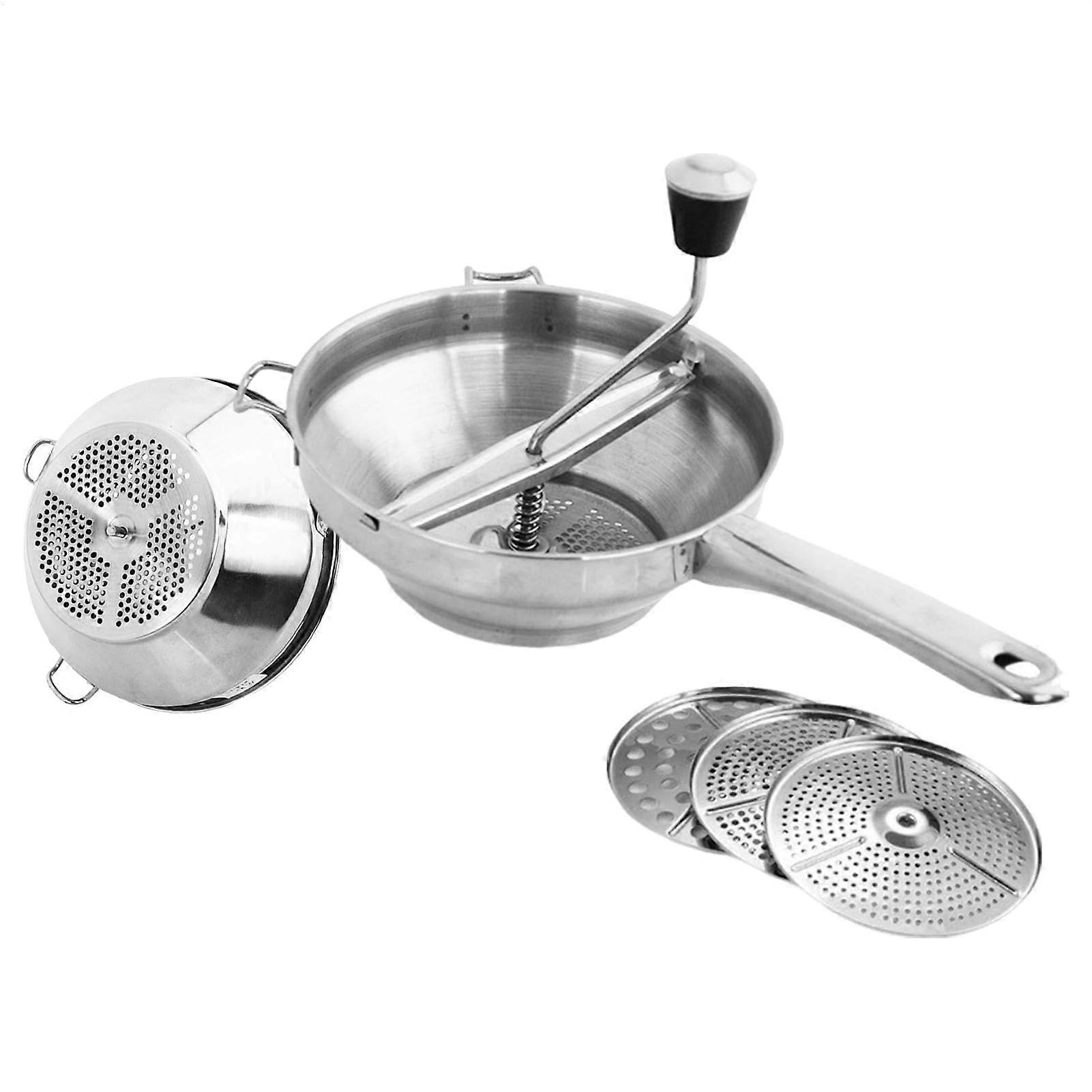 Food Mill for Tomato Sauce - Stainless Steel Ergonomic Food Mill with 3 Discs for Mashed Potatoes and Tomato Sauce Making
