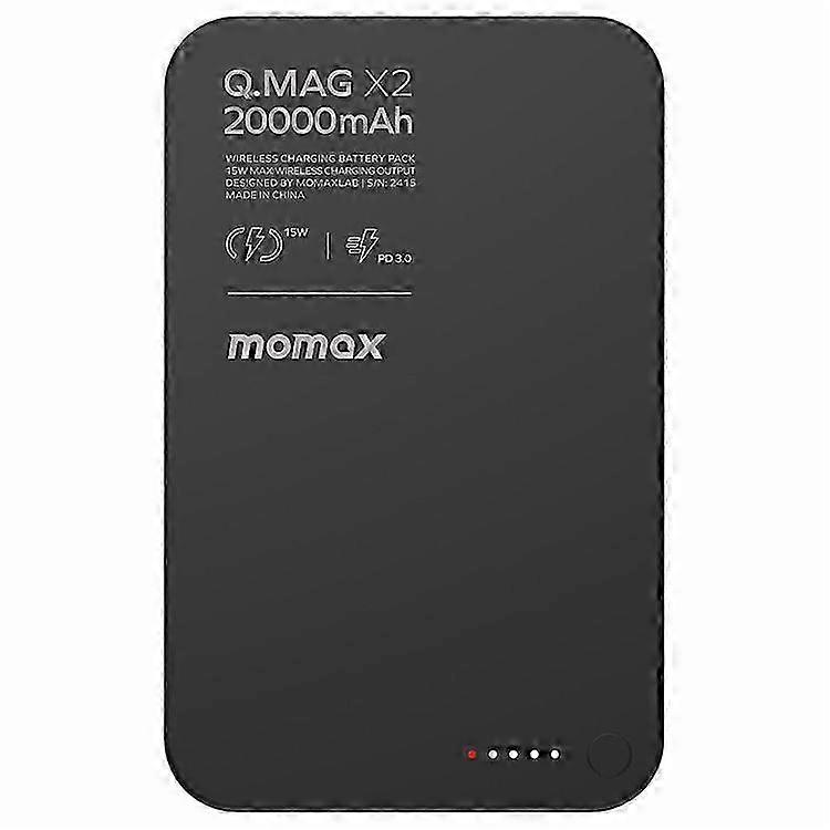MOMAX Q.MAG X2 20000mAh بنك الطاقة المغناطيسي سبائك الألومنيوم + حزمة بطارية شحن لاسلكي من الزجاج المقسى