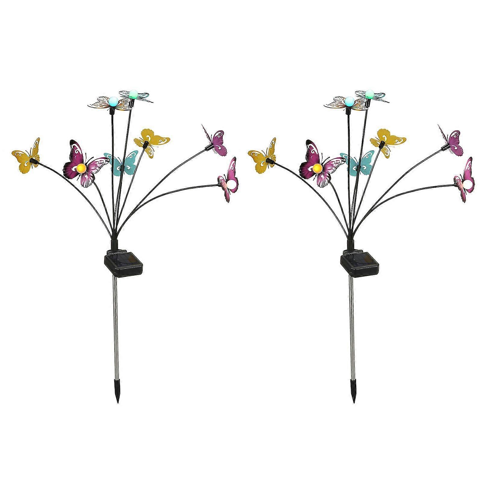 New Iron Butterfly Floor Plug Lamp Solar Butterfly 8-head Floor Plug Lamp well
