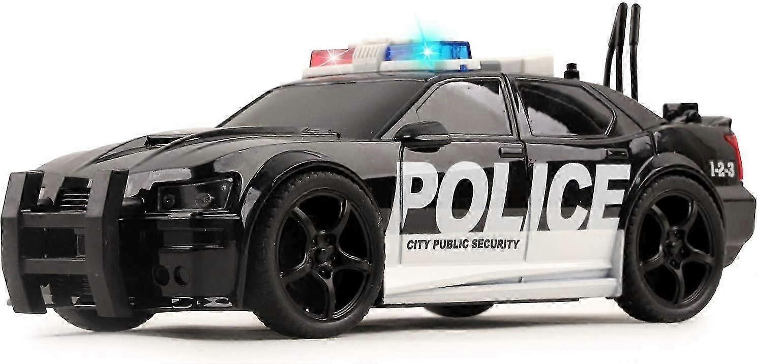 警车摩擦动力1:20比例,带灯光、警报器和声音耐用的儿童救援紧急城市警车推走追击特警玩具Prete